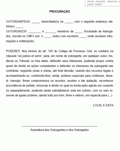 Modelo Básico de Procuração Novo CPC