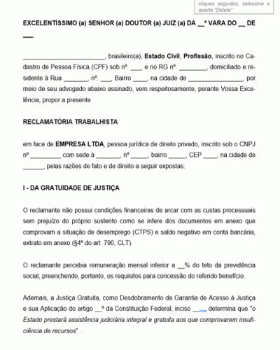 Modelo de Petição Reclamação Trabalhista Inicial Assédio Moral Dano Moral