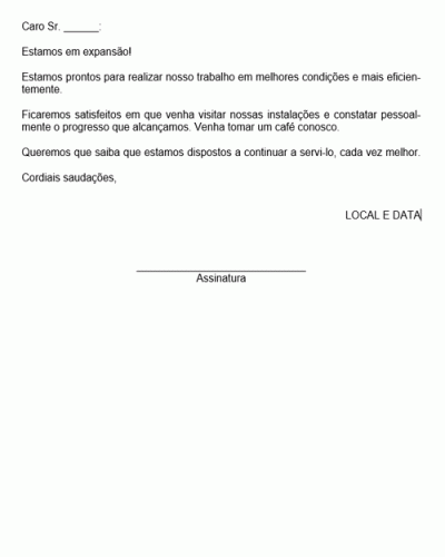 Modelo de Carta de Demonstração de Atenção a Cliente