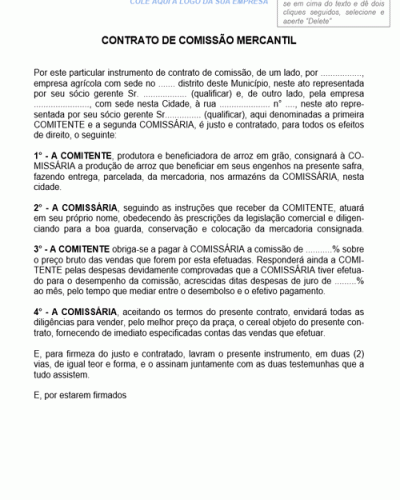 Modelo de Contrato de Beneficiamento de Produto