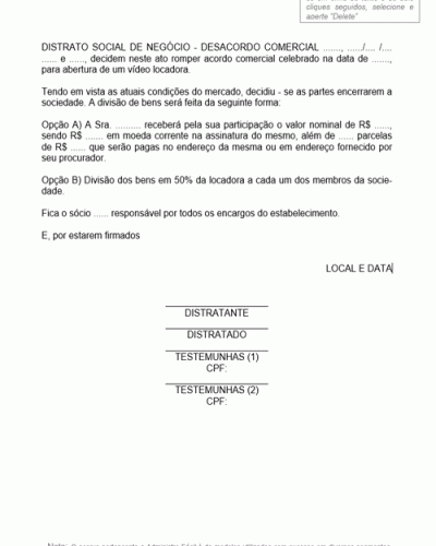 Modelo de Contrato de Sinal de Negócio