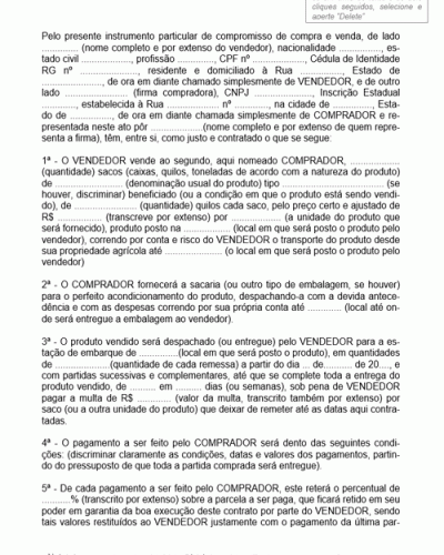 Modelo de Contrato de Compra e Venda de Produto Agrícola com Cláusula de Exclusividade