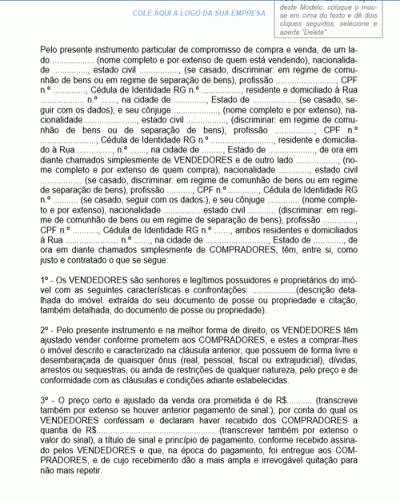 Modelo de Contrato de Compra e Venda de Terreno a Vista