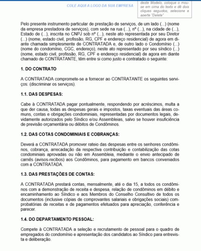 Modelo de Contrato de Administração Condominial