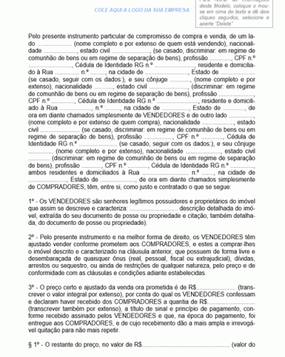 Modelo de Contrato de Compra e Venda de Edificação com Pagamento Parcelado