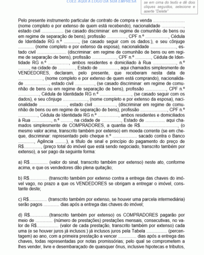 Modelo de Contrato de Compra e Venda de Imóvel Residencial com Pagamento Parcelado