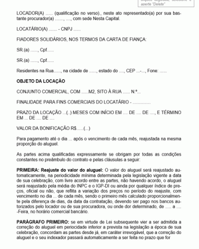 Modelo de Contrato de Locação de Imóvel Comercial Realizado por Empresa Administradora de Imóveis