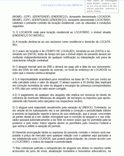 Modelo de Contrato de Locação de Imóvel Residencial por Prazo Determinado com Cláusula de Exclusividade