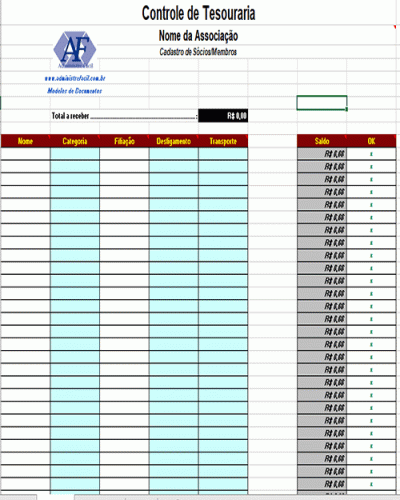 Modelo de Planilha de Controle para Tesouraria - Financeiro Controladoria