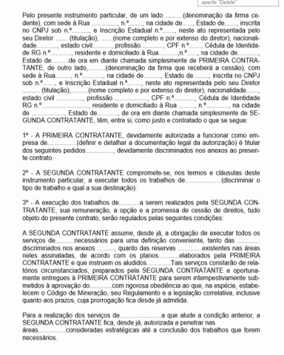 Modelo de Contrato de Prestação de Serviços de Cessão de Direitos em Retribuição