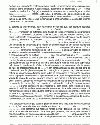 Modelo de Contrato de Prestação de Serviços de Construção de Apartamento