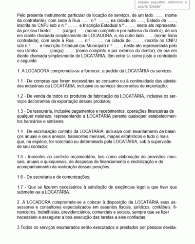 Modelo de Contrato de Prestação de Serviços de Franquia