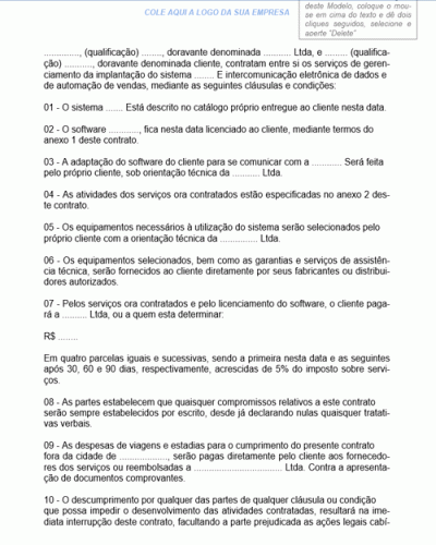 Modelo de Contrato de Prestação de Serviços de Gerenciamento de Implantação de Sistema de Informática