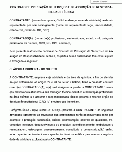 Modelo de Contrato de Prestação de Serviços por Parte de Profissional Autônomo