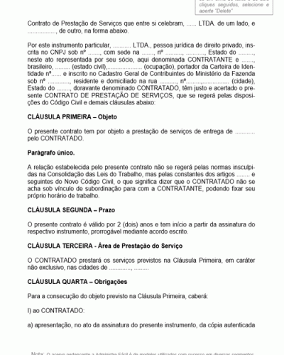 Modelo de Contrato de Prestação de Serviços Motoboy