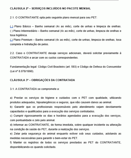 Modelo De Contrato De Presta o De Servi os Mensais Para Pet Shop Modelo De Contrato De Presta o De Servi os Mensais Para Pet Shop