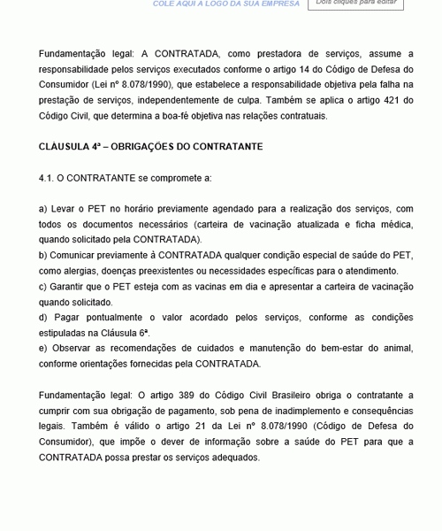 Modelo De Contrato De Presta o De Servi os Mensais Para Pet Shop Modelo De Contrato De Presta o De Servi os Mensais Para Pet Shop