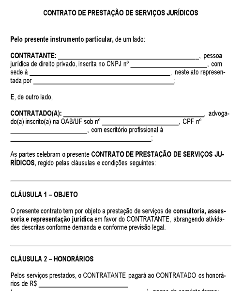Visualização principal de Modelo de Contrato de Prestação de Serviços Jurídicos – Documento Completo para Advocacia, Consultoria e Assessoria Legal